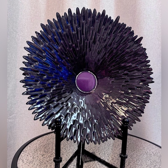 Vintage Contemporary Purple Glass Bowl Decor - Made in Spain - Picture 2 of 10